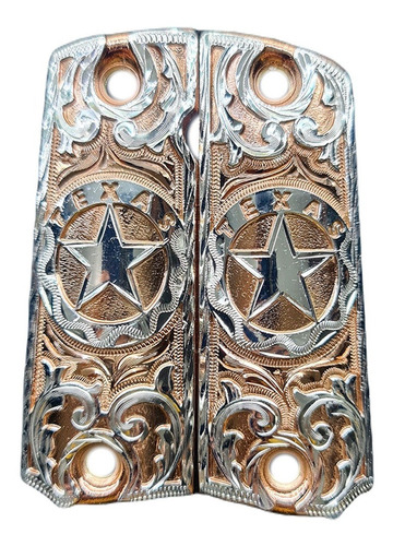 Cacha Colt 1911 Logo Texas Con Oro Y Plata Y Tornillos