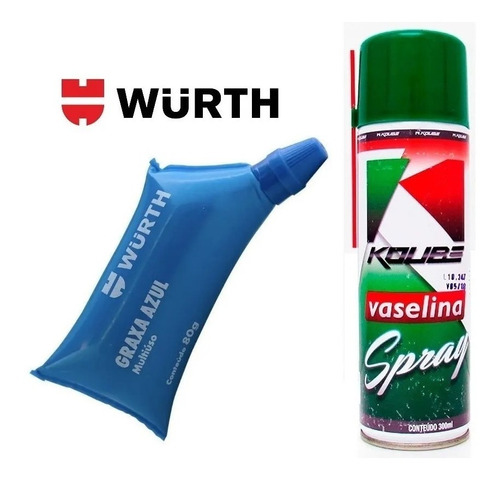 Graxa Azul Wurth Multiuso 80g + Koube Spray Vaselina