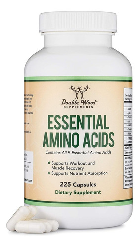 Double Wood Essential Amino Acids Aminoácidos 225 Cápsulas Sabor Sin Sabor