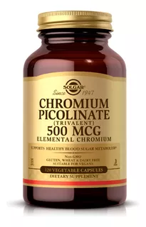 Picolinato De Cromo 500 Mcg Solgar 120 Capsulas Vegetales