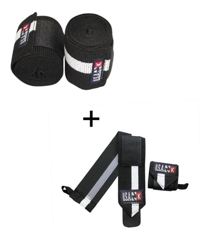 Vendas Para Rodillas + Muñequeras Economic Pack Gym Usa Zk