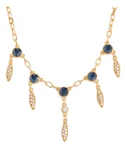 Comprar Collar Dorado Cristales Azules Y Plumas Colgantes Cristales