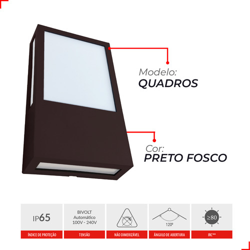 Kit 2 Arandela Externa Parede Led Integrado Cube Avant 12w Ip65 720lm 3000k Cor Café Luz Branco Quente