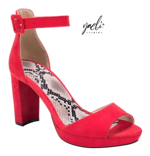 Zapatillas rojas tacon grueso sale