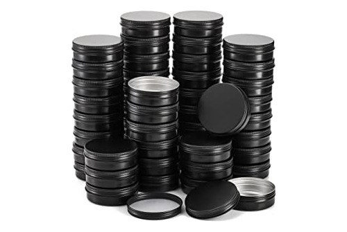 Latas Con Tapa Rosca 65x25mm 60ml  X60u Redondas Negras