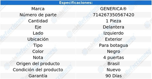 Moldura Botagua Del Izq Ext Negra Volkswagen Pointer 00-10