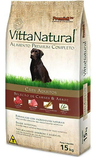 Alimento Vittanatural Premium Especial Natural para cão adulto de raça grande sabor carne e arroz em sacola de 15kg