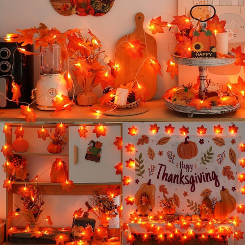 Nuevo 2 Piezas De Luces Navideñas For Decoración De Otoño