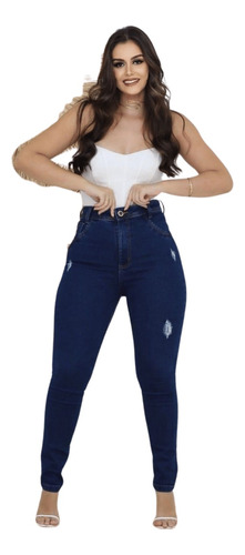 Calça Jeans Feminina Skinny Cintura Alta Com Lycra Premium