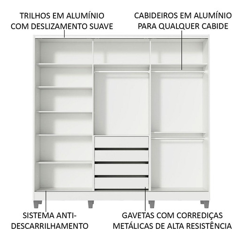 Guarda Ropa Closet Madesa Royale 3 Puertas con Pies Color Blanco/Marrón
