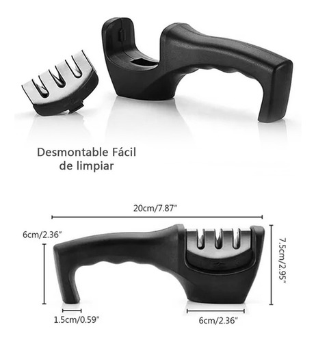 Imagen 10 de 10 de Afilador De Cuchillos Portátil Con 3 Etapas De Afilado