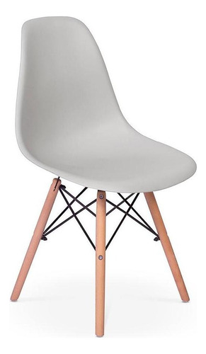 Kit Mesa Jantar Eiffel 80cm Preta + 4 Cadeiras Charles Eames Cor Cinza