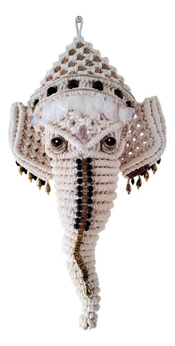 Ganesha Divinidad Hindú Pieza De Diseño Lamonna Macramé Crudo