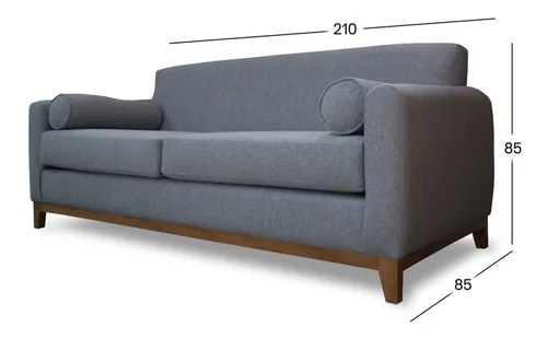 Sofá Meli 3 Cuerpos Chenille Tipo Lino Azul