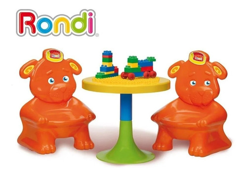 Imagen 3 de 5 de Set De Mesa Y 2 Sillitas Osos Con Bloques Para Armar Rondi