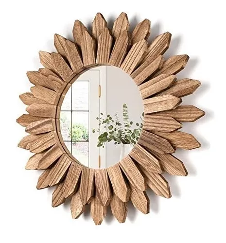 Espejo de pared de madera, espejo de marco de madera rústica para baño,  granja, dormitorio, entrada y sala de estar, espejo de pared decorativo