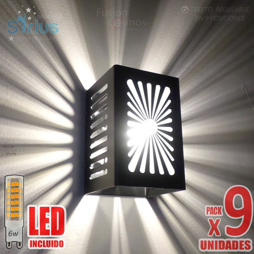 Difusor Pared Hierro Bidireccional Fx C/ Led 6w Pack X 9u