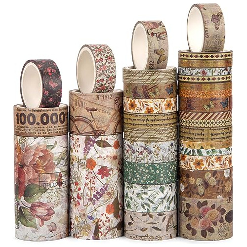 Conjunto De 32 Rollos De Cintas Washi Vintage, Cintas D...