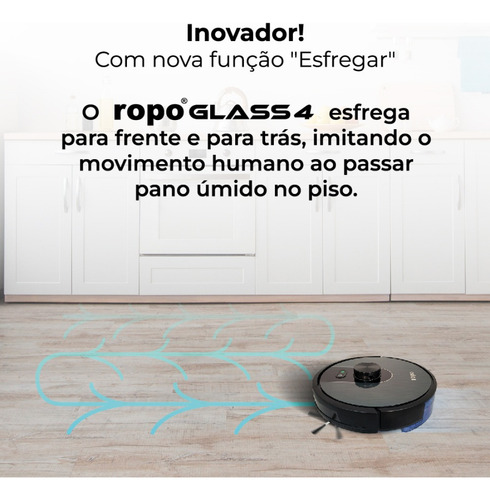 Combo Robô Aspirador Ropo Glass 4 + Refil Cor Preto 127/220V