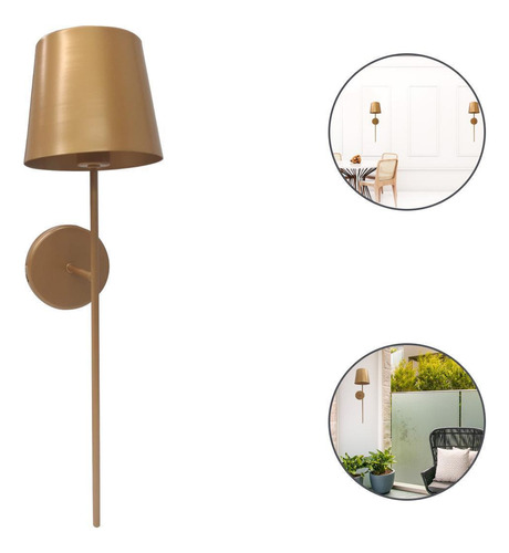 Luminária Dourado Fosco Arandela Tocheira Cúpula Metal 50cm