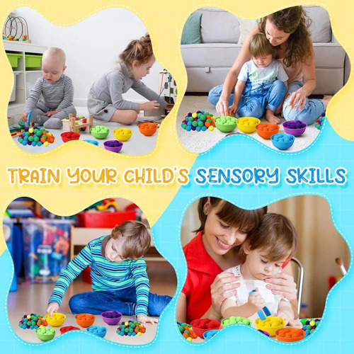 Np Pompones Rainbow Counting Sorting, Juguetes Sensoriales