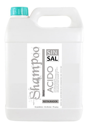 Shampoo Acido Sellante Sin Sal- Ph Acido (4.5/5.5) 5 Lt