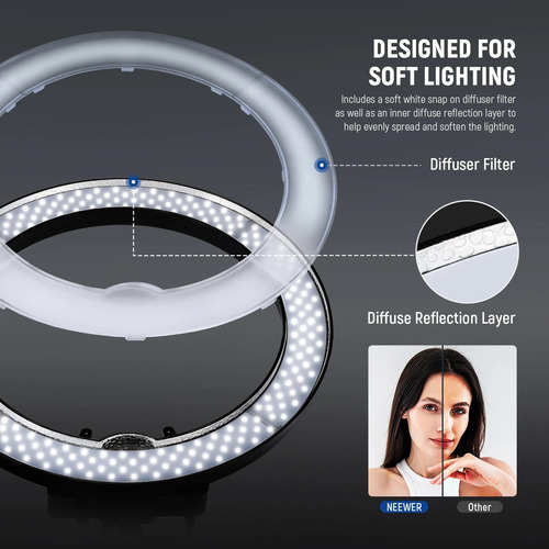 Aro De Luz Neewer Bi-color De 18 Con Tripode Rl-18 Negro Bicolor (Usado)