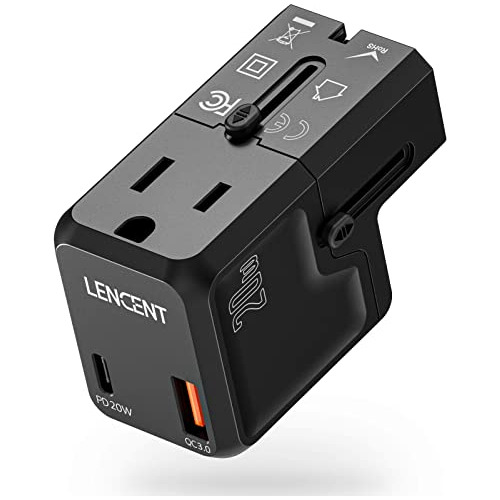 Adaptador De Corriente Para Viajes Internacionales, Lencent