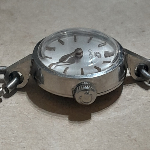 Reloj Pulsera Para Dama Omega Funciona Plateado Plateado Beige Claro (Usado)
