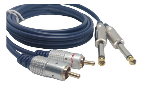 Cable Plug 1/4 Ts Monofonico Rca 2x2 Rojo Blanco 3,6 Metros