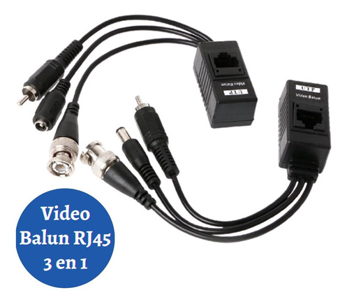 Par De Video Balun Rj45 + Audio+ Video + Corriente 3 En 1 