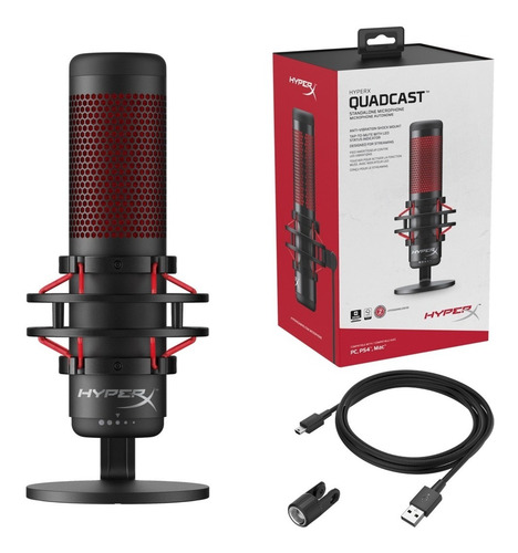 Imagen 6 de 9 de Micrófono Hyperx Quadcast Condensador Luz Led Pc Streaming