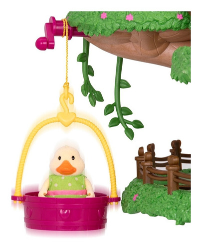 Imagen 3 de 8 de Lil Woodzeez Casa Del Arbol 3 Pisos C/ Accesorios Y Manivela Color Marrón