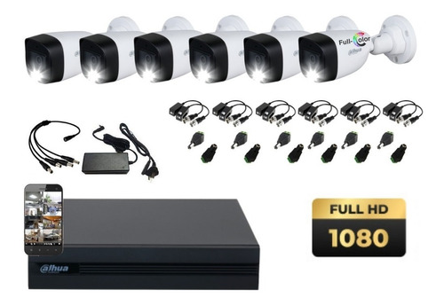 Kit Seguridad Dahua 6 Camaras 2mp Full Color Noche Dvr 8ch