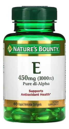 Vitamina E de Nature's Bounty, 450 mg de DL-alfa, 60 cápsulas