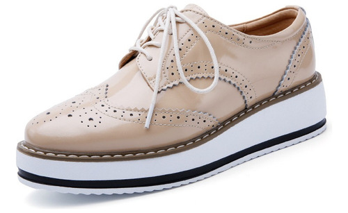 Zapatos Casuales Brogue Redondos De Mujer De Talla Grande