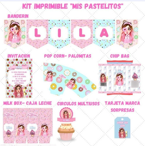 Kit Imprimible Mis Pastelitos Editable Candy Bar
