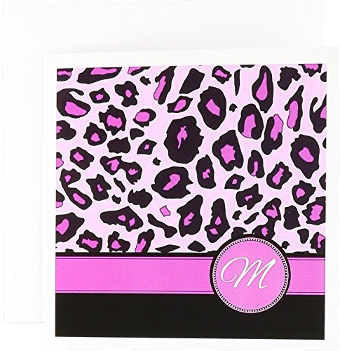 M Monogrammed Hot Pink And Black Leopard Pattern Print