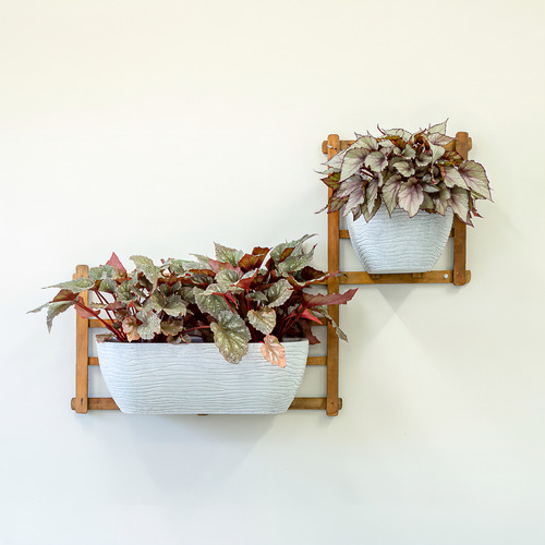 Maceta Floridis Pared Plástico 46 × 17cm Recoleccion Agua Simil Piedra Color Gris Claro