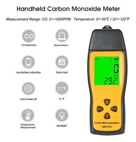 Medidor Monoxido Carbono Portatil Detector Fuga Co Alta 1000