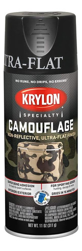 Pintura De Camuflaje Krylon, Plana, Negra, 11 Oz.