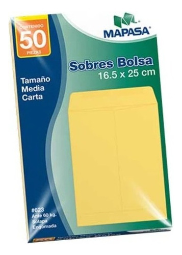 Sobre Bolsa Mapasa Ia0193 Media Carta 60kg 10 Bolsas C/5 /v Color Amarillo