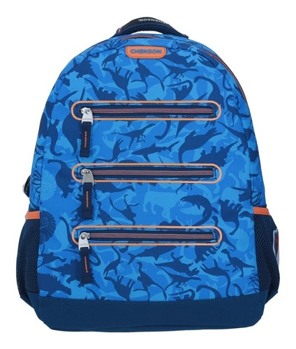 Mochila Grande Escolar Chenson Primaria Niño Dinosaurio Rex Byko Co64749-9 Color Azul