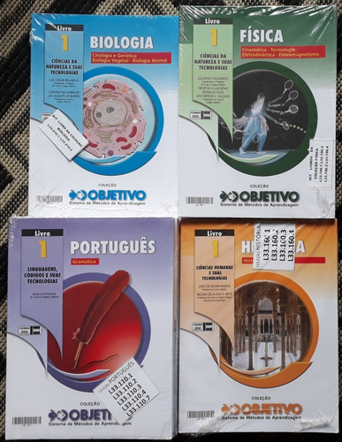 Coleção Objetivo Química Matemática Português Biologia Inglês Geografia Física História 32 Livros Lacrados (Usado)