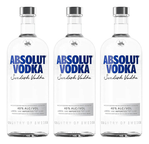 Vodka Absolut Azul 1.0 Lt Pack 3
