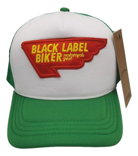 Gorra Black Label Biker Wing Green Trucker Retro
