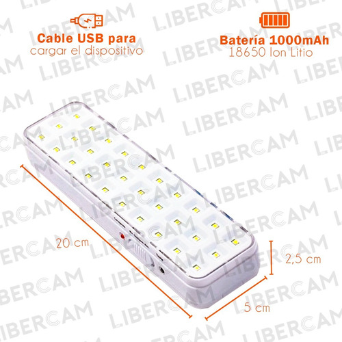 Imagen 4 de 10 de Pack X 4 Luces Luz De Emergencia 30 Led Recargable Usb