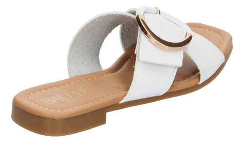 Sandalias Dama Balleé Blanco Casual De Piso Hebilla Mujer