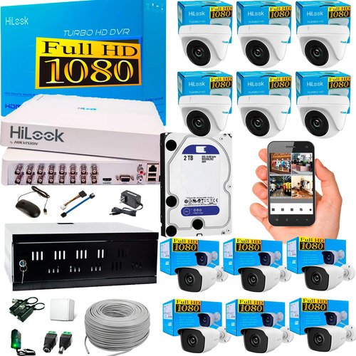 Camaras Hikvision Hilook Dvr  16ch + 12cam 1080p + Disco 2tb