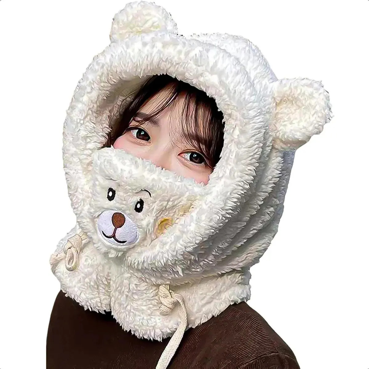 Chapéu de inverno, chapéu de lã, chapéu de urso, chapéu chiporro, pescoço, chapéus de lã, homens, adultos, design de cordão, colares, cachecóis, unissex, feminino, chapéu de invern
